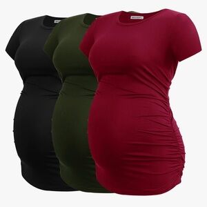 size large with the colors in each package deep purple, burgundy and black.